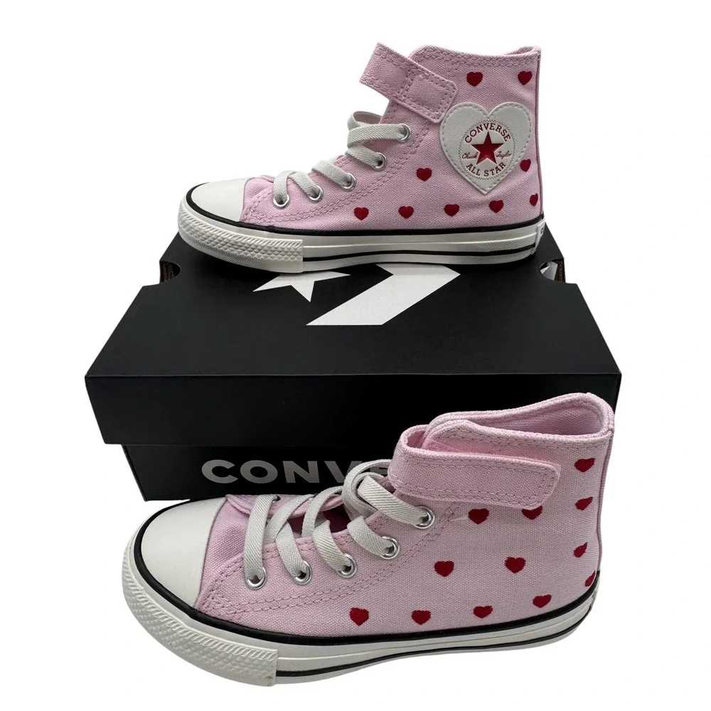 Converse Kids Chuck Taylor All Star Hearts & Roses Pink High Top Shoes 13 NIB